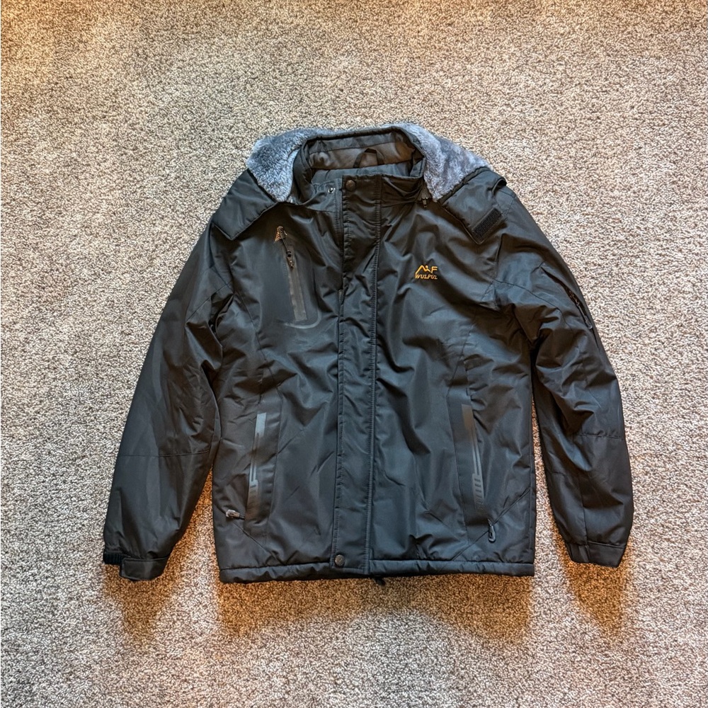 WULFUL Youth Black fleece lined hooded Winter Jacket